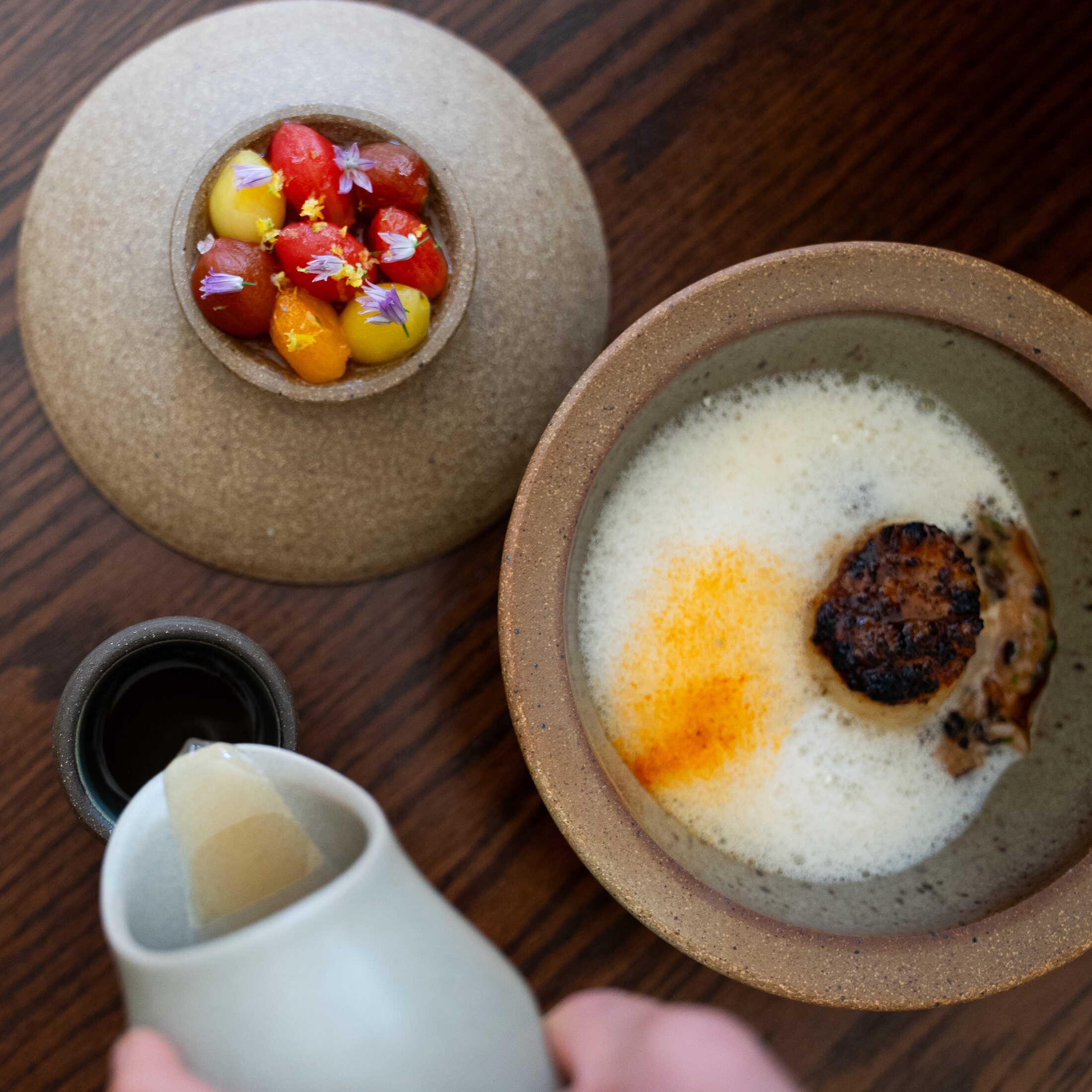 Scallop in clarified broth