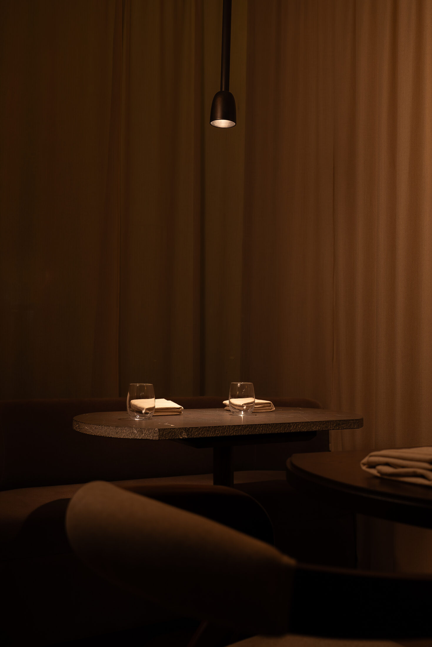 A window table set for two at Cynthia